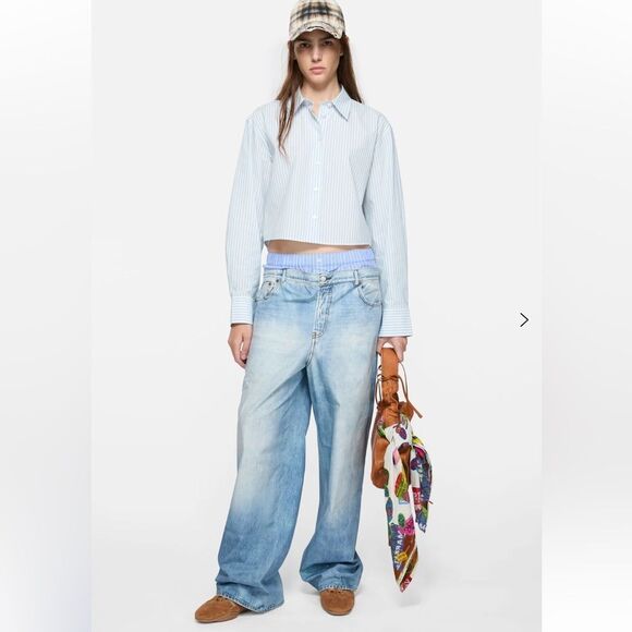 NWOT Acne Studios PRINTED TROUSERS in Light blue - Picture 1 of 16